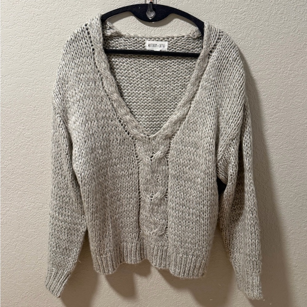 Cozy V-Neck Sweater in Gray